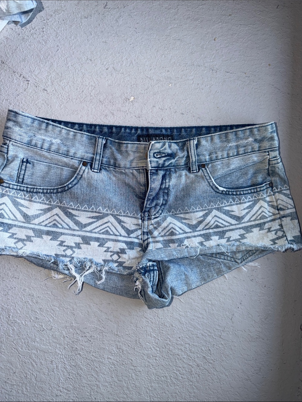 Billabong Light Blue Aztec Print Denim Cutoff Shorts